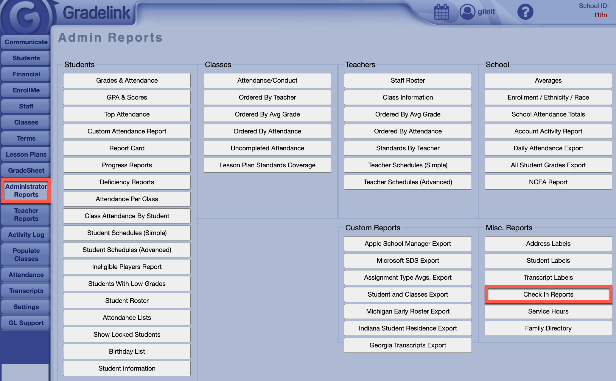 Check In Class and Sign In/Out Sheet